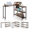Rustic Brown MDF Steel Rotating Sofa Table with Shelves and Casters